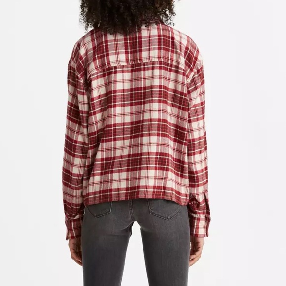 Levi's Maple Cotton Flannel Plaid Utility Shirt Red Combo - NEW - Size Medium - Picture 2 of 11
